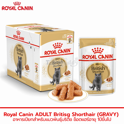 Royal Canin ADULT Britisg Shorthair (GRAVY) อาหารเปียกสำหรับแมวโตพันธุ์บริติช ช็อตแฮร์อายุ 1ปีขึ้นไป (เกรวี่) (85g)